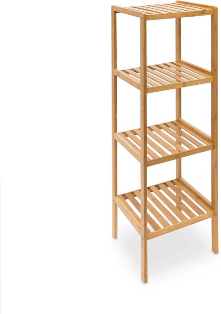 Relaxdays Badregal aus Bambus mit 4 Ablagen, freistehend, braun, H: 110 cm, B: 34 cm, T: 33 cm - Bild 1