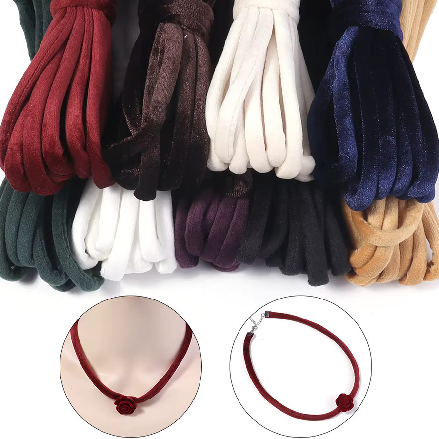 Geflochtenes Samtseil für DIY-Schmuckherstellung, buntes rundes Seil für Halsketten, Armbänder und Geschenkverpackungen, Durchmesser: 6 mm, Länge: 4,57 m (5 Yards) - Bild 4