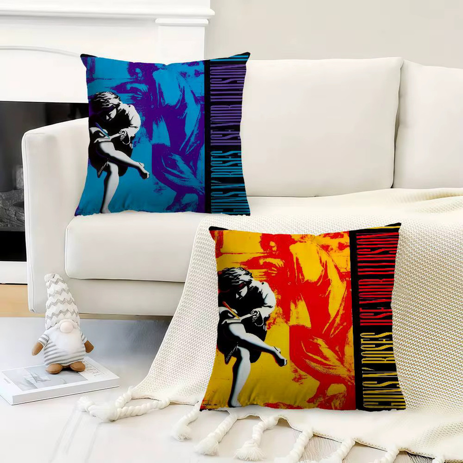 KAYOU Dekorativer Kissenbezug G-Guns N Roses Rockmusik Retro Design, Mehrfarbig, B/T/H: 45 x 45 x 45 cm - Bild 4