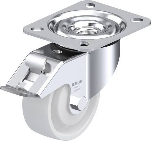 Blickle L-PO 80KA-FI Lenkrolle mit Feststeller, Rad-Durchmesser: 80 mm, Tragfähigkeit: 220 kg, Farbe: Silber/Weiß - Bild 1