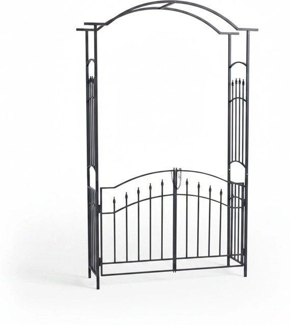 Relaxdays Rosenbogen aus Stahl mit Tor in Schwarz, H x B x T: 216 x 140 x 40 cm - Bild 1