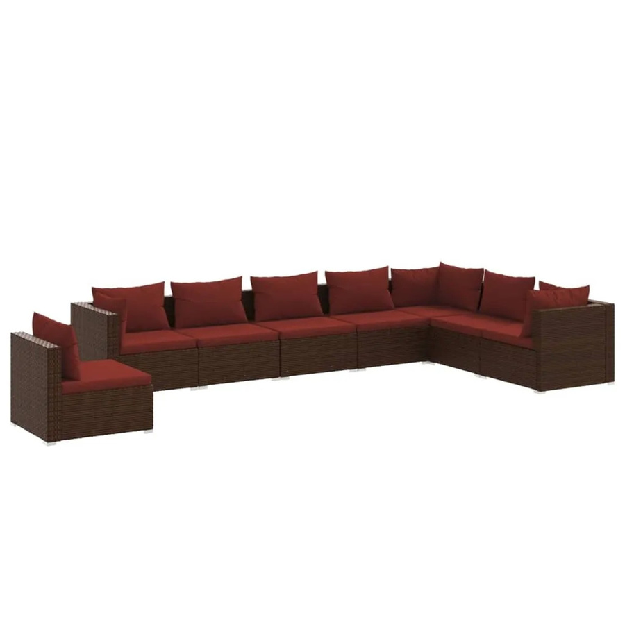 vidaXL 8-tlg Garten-Lounge-Set aus Poly Rattan in Braun mit Kissen und Metallgestell - Bild 2