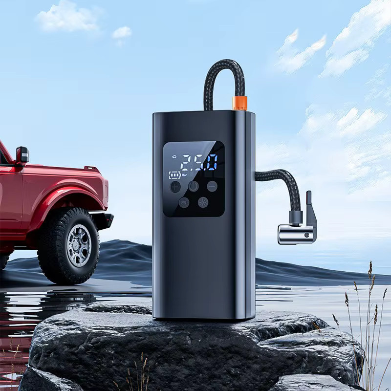 EAFC Drahtlose Mini Luftpumpe Elektrischer Reifenkompressor mit LED Licht und Bluetooth in Schwarz - Bild 5