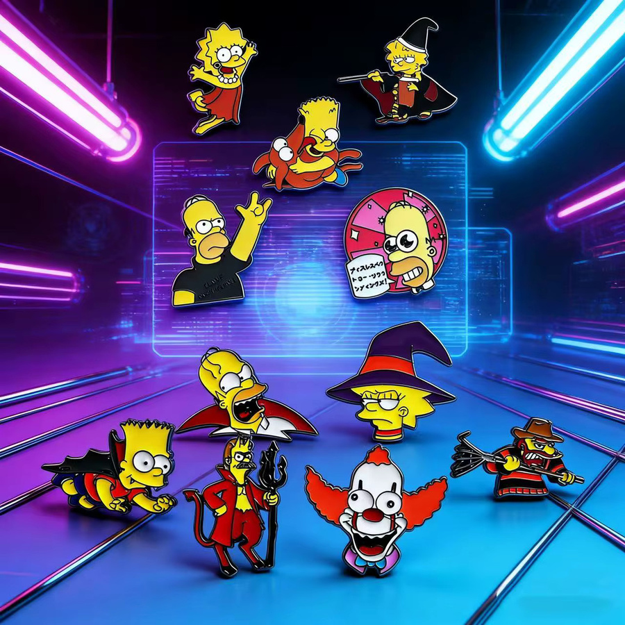 The Simpsons Emaille-Pins Set, Bart & Homer J Simpson, Metall-Broschen - Bild 2