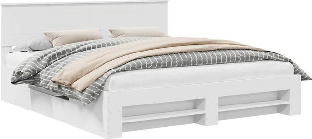 vidaXL Bettrahmen mit Kopfteil aus Holzwerkstoff in Weiß, B/T/H: 200 x 200 x 90 cm - Bild 1