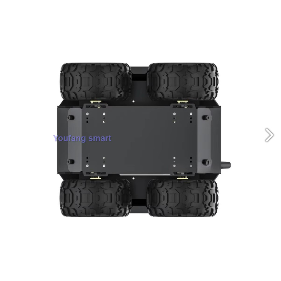 YoufangSmart 4wd Vollmetall-Roboter Auto, mit Gummi Rädern, Schwarz - Bild 2