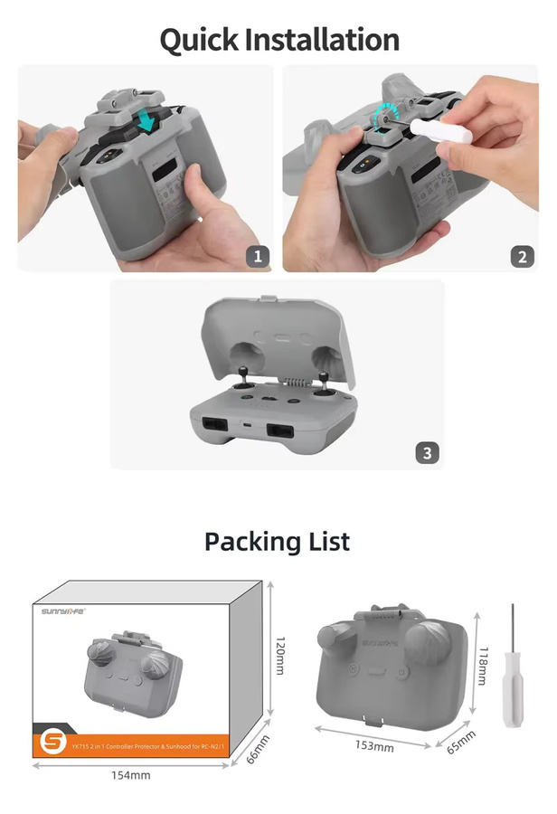 DJI Sonnenhaube Sonnenschutz für RC-N3/N2/N1 Fernbedienungen, grau, passend für DJI NEO, Air 3, Air 3S, Mini 3, Mini 4 Pro, Mini 2, Mini 3 Pro, Air 2, Air 2S und Mavic 3 - Bild 4