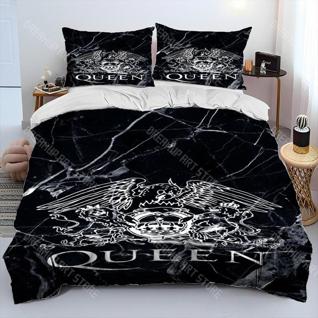 Bettwäscheset Lodestar Freddie Mercury Queen Rockband mit Bettbezug und Kissenbezug, Farbe Schwarz, B/H: 200 x 200 cm - Bild 1