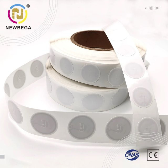 newbega ISO15693 SLIX RFID-Aufkleber 13,56 MHz, programmierbar, weiß, Durchmesser: 30 mm - Bild 1