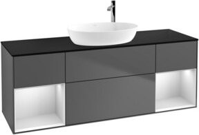V&B Waschtischunterschrank Finion mit Wandbeleuchtung, Anthrazit lackiert, Breite: 160 cm, Höhe: 50,1 cm, Tiefe: 50,1 cm - Bild 1