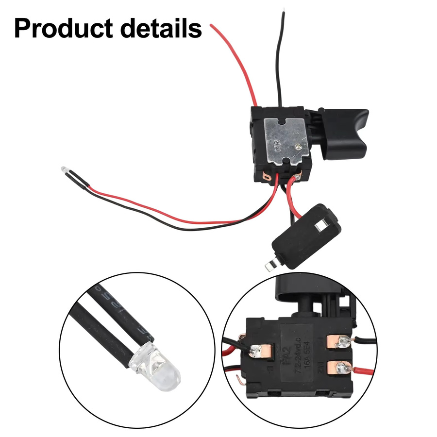 DAZZLEEX Auslöseschalter mit Licht für 16,8 V/18 V Lithium-Batterie Akku-Bohrschrauber, Schwarz - Bild 3