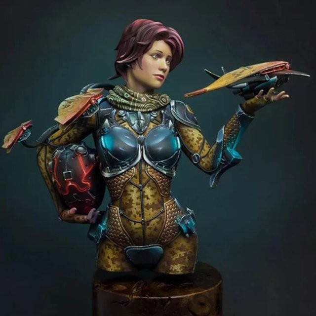 CLEAN SPACE Futuristische Kriegerin, Resin-Soldatenmodell, Halbfigur, Bausatz - Bild 1