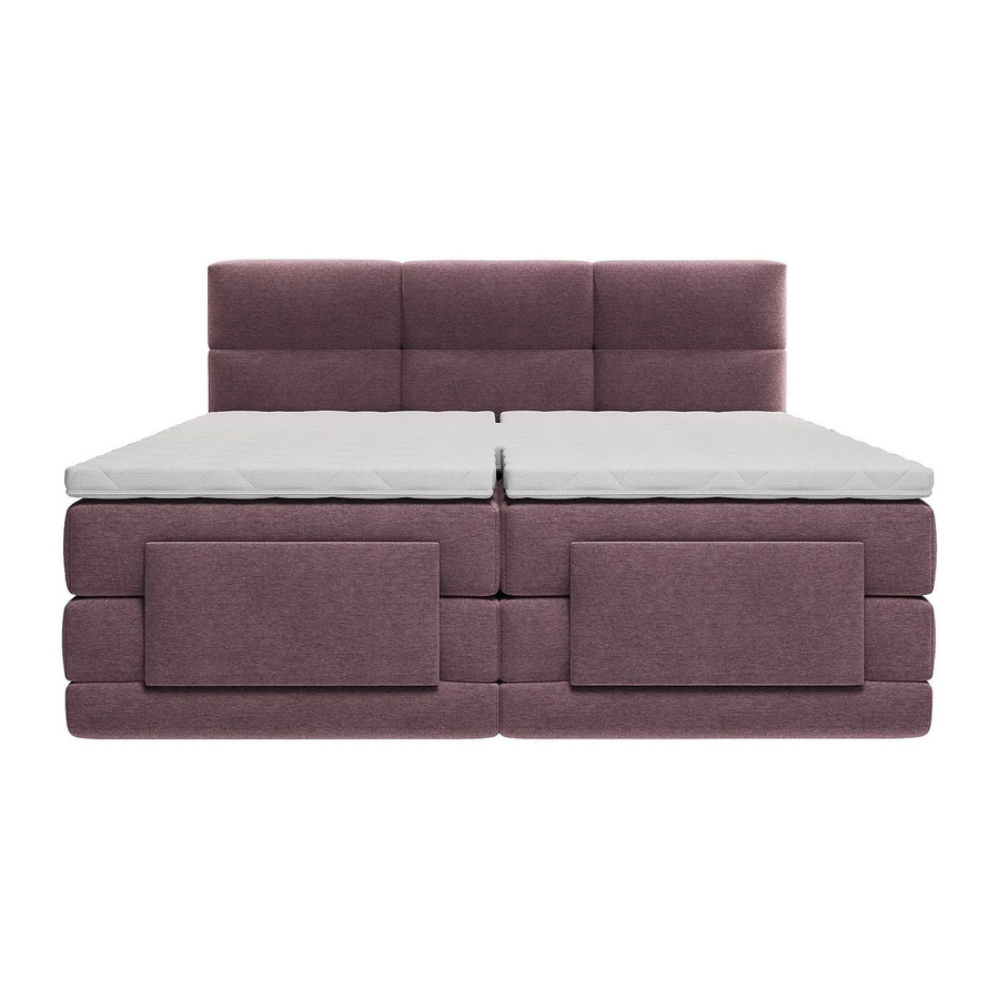 Vente-unique Boxspringbett Lodi in Bordeaux Rot, gepolstert, B: 180 cm, T: 200 cm - Bild 2