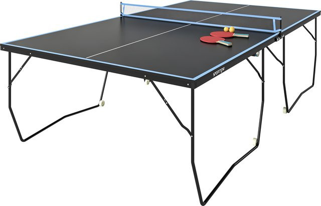 SPORTNOW Tischtennisplatte Outdoor aus Stahl, klappbar mit Rollen, Schwarz, B/T/H: 274 x 152,5 x 76 cm - Bild 1