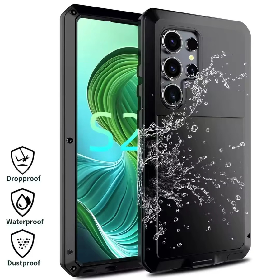 Stoßfeste Schwermetall Handyhülle für Samsung S23 S24 S25 S26 Ultra und S25 S24 Plus, staubdicht und langlebig, in Schwarz oder Silber - Bild 3