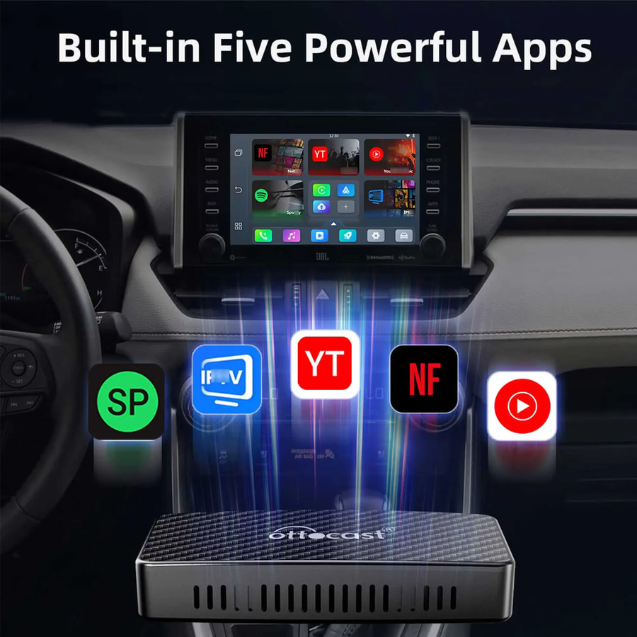 OTTOCAST Play2Video AI Box Schwarz Wireless CarPlay und Android Auto Adapter für YouTube und Netflix - Bild 2