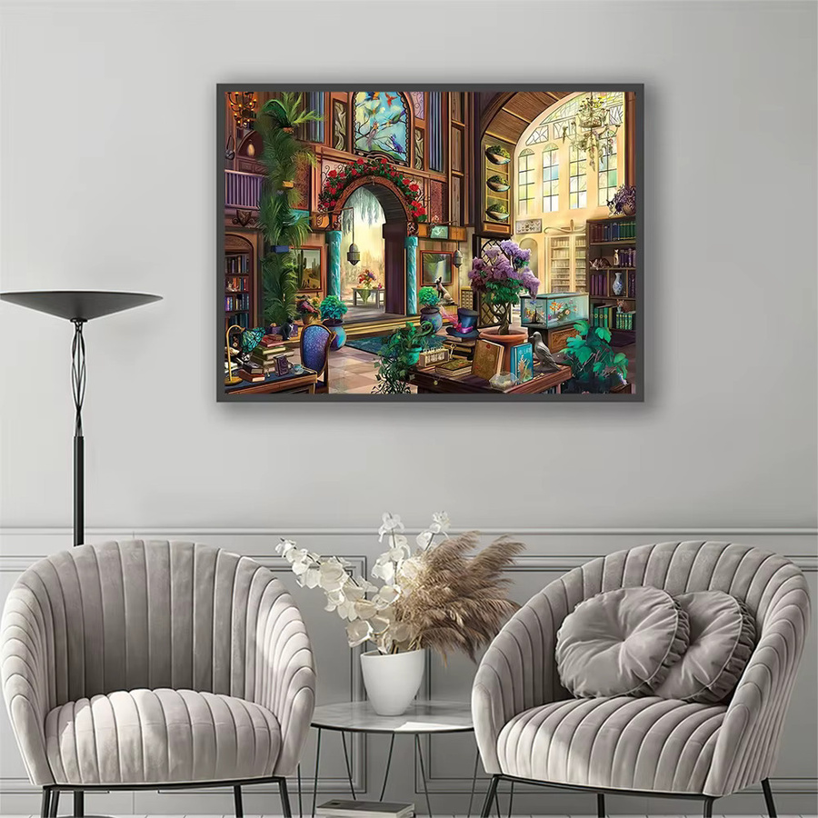 Momoart 5D DIY Diamant-Stickerei Landschaftshaus Mosaik-Bastelset als Wandkunstwerk in Multicolour, B/H: 30 x 20 cm - Bild 3