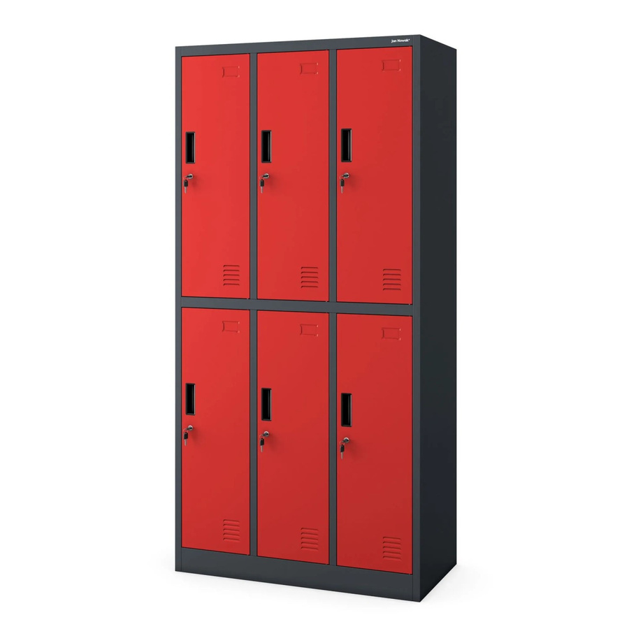 JAN NOWAK Kleiderspind IGOR Schließfachschrank mit 6 Abteilen, Anthrazit-Rot, H x B x T: 185 x 90 x 45 cm - Bild 2