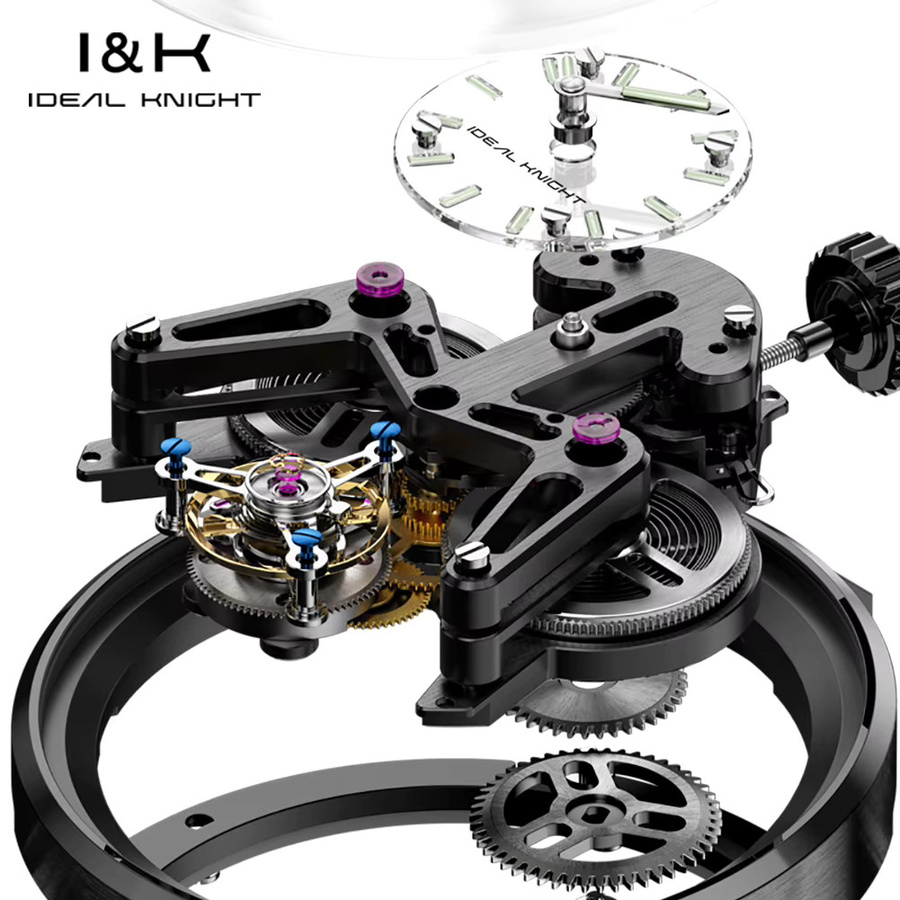 IDEAL KNIGHT Armbanduhr, Tourbillon, Automatik, Leder, Silber, Unisex - Bild 2