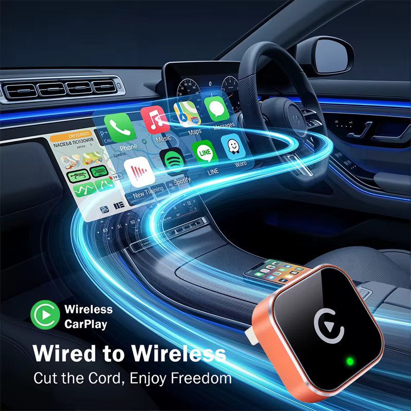 Lenovo Wireless CarPlay und Android Auto 2in1 Adapter Smart Mini Box mit 5.8G WiFi Schnellverbindung in Orange - Bild 5