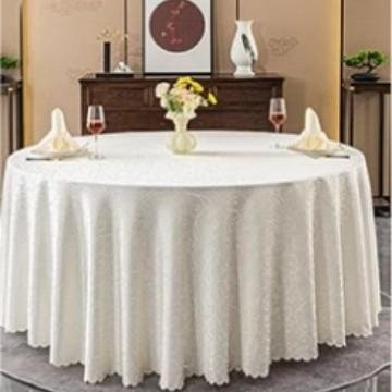 JINGYUE Pet Jacquard Tischdecke Rot mit Blumenmuster, runde Tischdecke für Hochzeit und Restaurant, Durchmesser: 180 cm - Bild 1