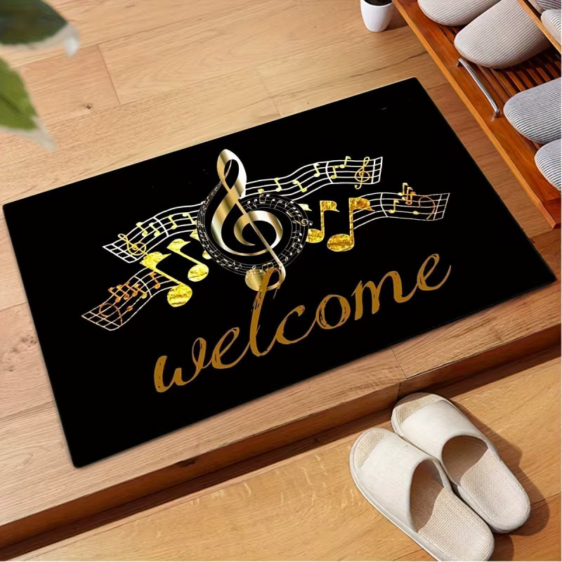VIKAMA Fußmatte mit Musiknoten und Welcome-Schriftzug, modern und künstlerisch, B/T: 60 x 40 cm - Bild 2