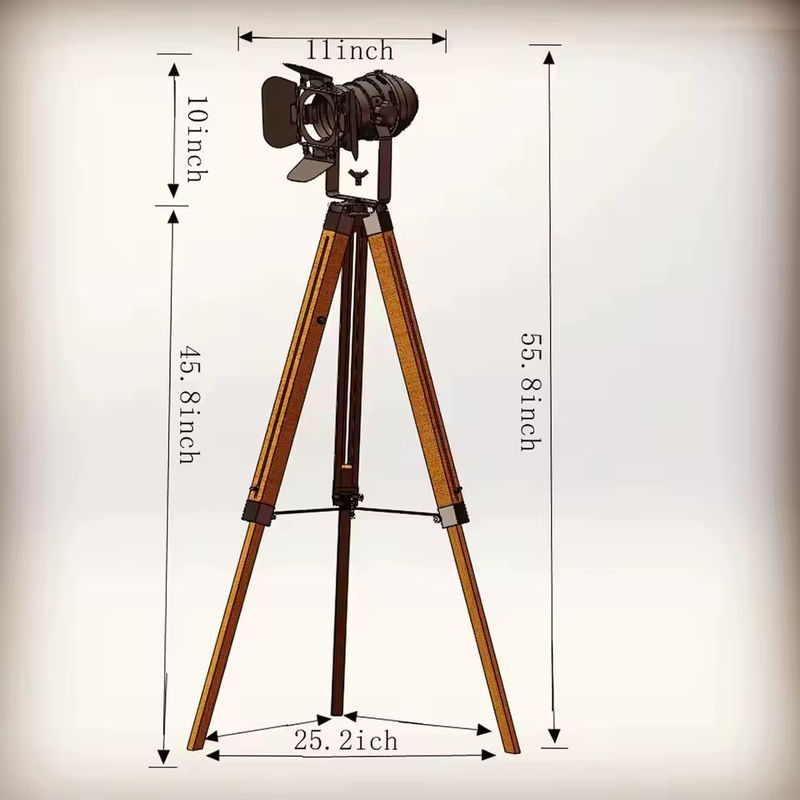YUENSLIGHTING LED Stehlampe im Vintage Loft-Design aus Holz und Metall, Rot/Schwarz - Bild 3