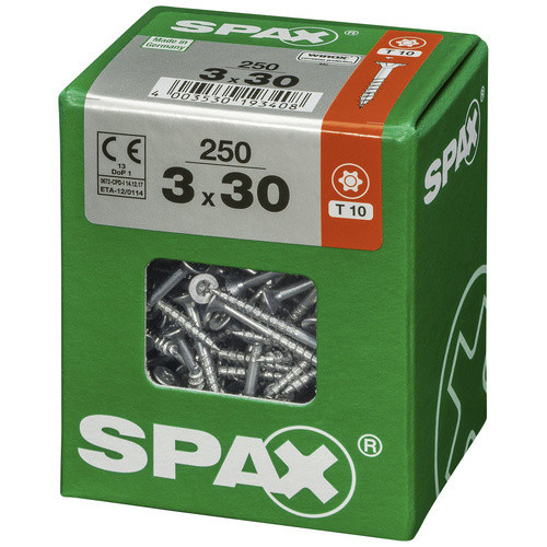 Spax Universalschraube mit Senkkopf und Torx-Antrieb, silberfarben, 250 Stück, Durchmesser: 3 mm, Länge: 30 mm - Bild 2