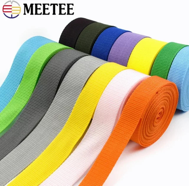 Meetee Gurtband Set für Rucksäcke und Taschen, 5m Länge, Farben: Schwarz und Mehrfarbig, Breite: 20–50 mm - Bild 1
