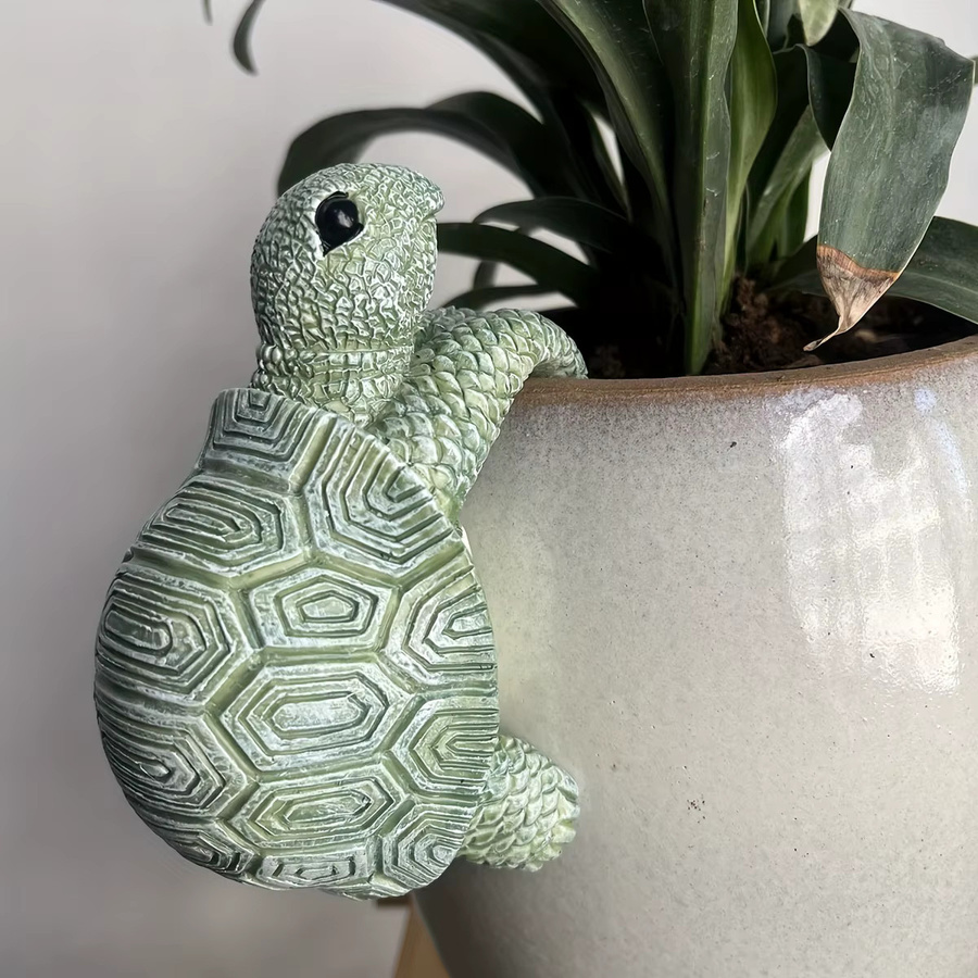 Realistische Schildkrötenstatue aus Kunstharz in Grün als dekorative Gartendekoration - Bild 2