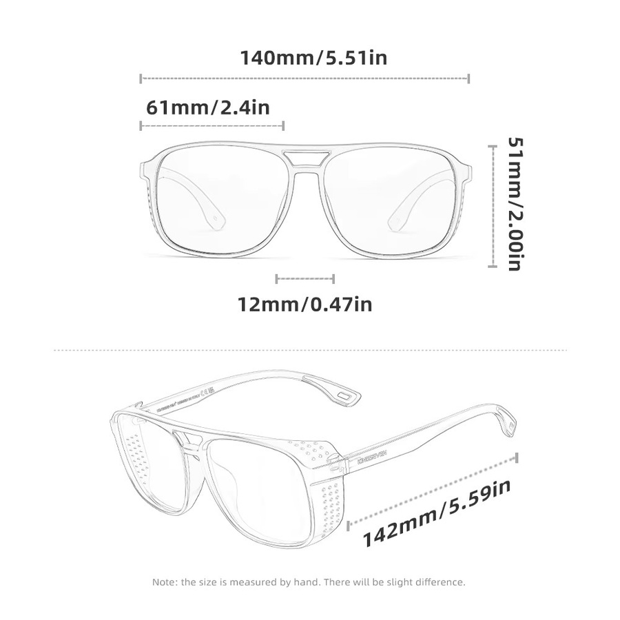 KINGSEVEN Sonnenbrille Rechteck, Schwarz, Vollrand, TR90, Unisex, polarisiert - Bild 2