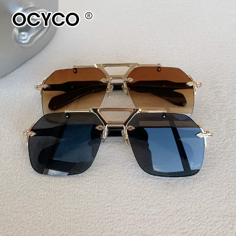 OCYCO Piloten-Sonnenbrille, randlos, Metall, Herren, Aviator - Bild 3