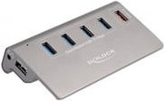 Delock USB-Hub 64182 mit 4 USB-A Ports und 1 Schnellladeport, USB 3.2 Gen2 10 Gbps, Grau - Bild 1