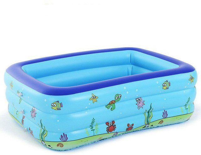 Aufblasbares PVC Schwimmbecken für Kinder mit Meerestier-Design in Blau, B/T/H: 150 x 130 x 48 cm - Bild 1