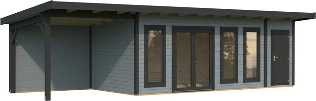 Palmako Holz-Gartenhaus Aurelia Pultdach in Hellgrau mit modernem Design, B: 973 cm, T: 300 cm - Bild 1