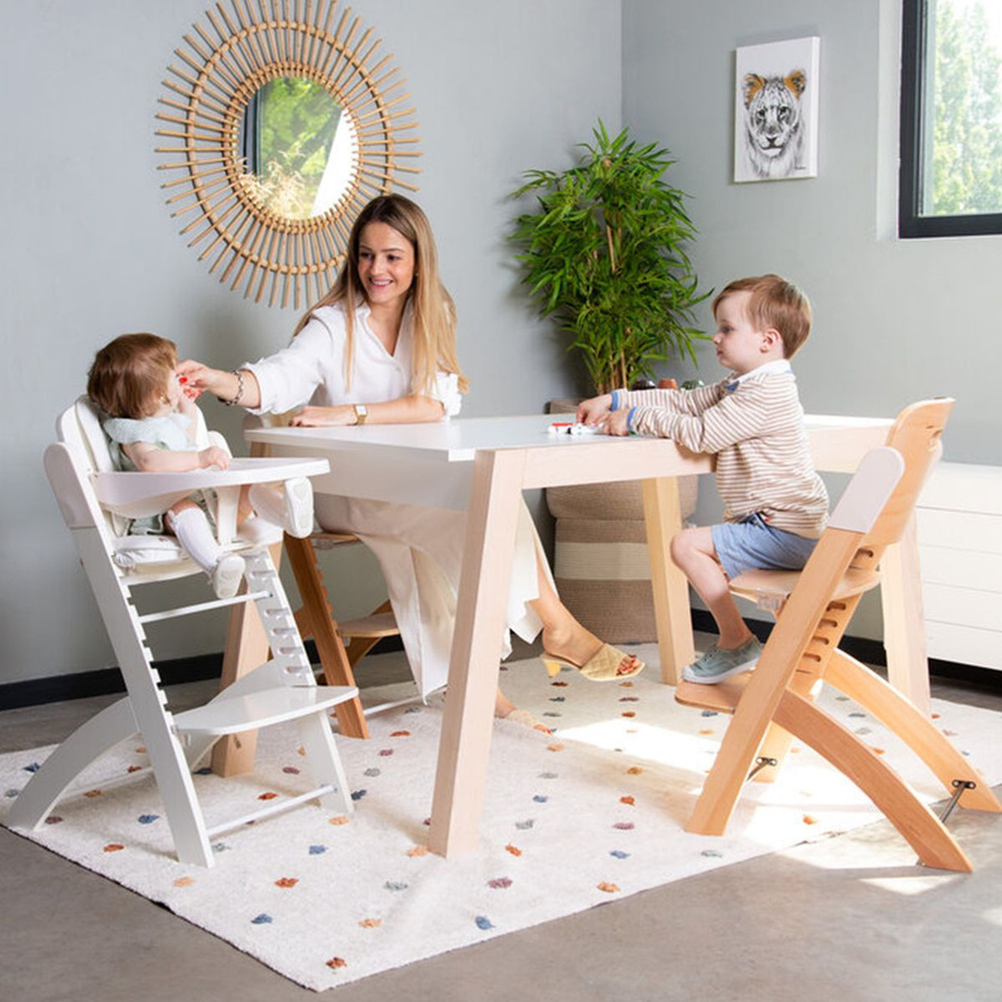 Childhome Hochstuhl Evosit mitwachsend ab 6 Monaten mit abnehmbarem Essbrett, Weiß und Buche - Bild 4