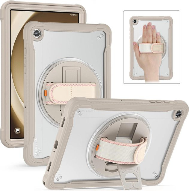 Funda Kinder Tablet Hülle für Samsung Galaxy Tab S11 A9 Plus A11 Plus 11 und Tab A9 A11 8.7 mit drehbarem Griff und Ständer in Beige - Bild 1