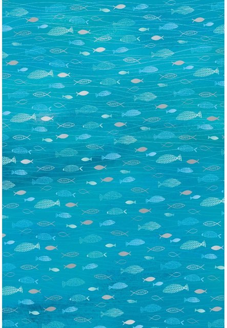 Heyda Designkarton Hotfoil Fische in Aquablau, A4 - Bild 1