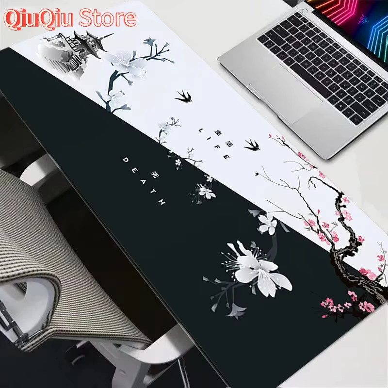 Potdemiel Gaming-Mauspad mit japanischem Kirschblüten-Pagoden-Design in Multicolour, extra groß und rutschfest - Bild 3