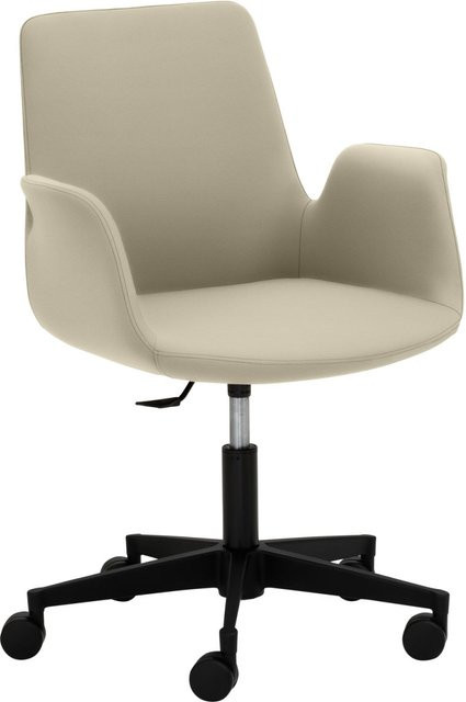 Mayer Sitzmöbel Drehsessel aus Mikrofaser in Lederoptik, Farbe Taupe/Schwarz, B/T/H: 65 x 65 x 82 cm - Bild 1
