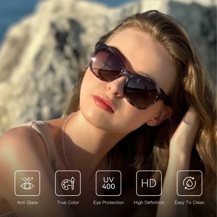 ZENOTTIC Sonnenbrille Cat-Eye, Vollrand, Kunststoff, braun, Damen - Bild 5