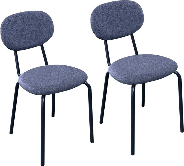 HTI-Living Stuhl Anella 2er-Set Dunkelgrau mit Stoffbezug und Metallgestell - Bild 1