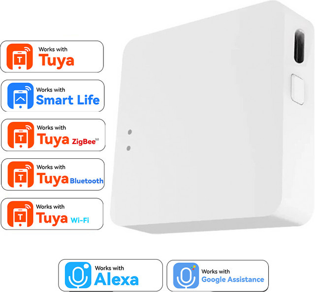 Tuya Multifunktionaler ZigBee Bluetooth Gateway Hub in Weiß für Smart Home Geräte mit Alexa und Google Home Sprachsteuerung - Bild 1