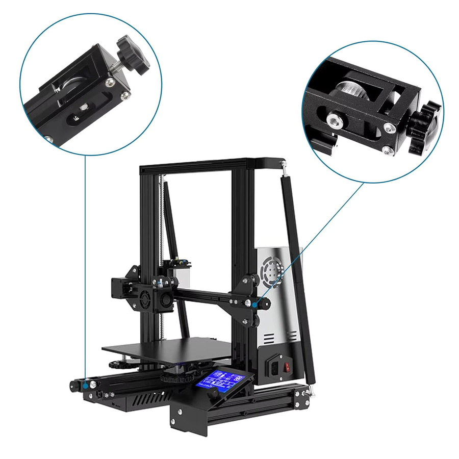 Creality Riemenspanner für Ender 3 und CR10 FDM 3D-Drucker, Synchronriemen-Spannvorrichtung für 2040 Y-Achse und 2020 X-Achse, Schwarz - Bild 2