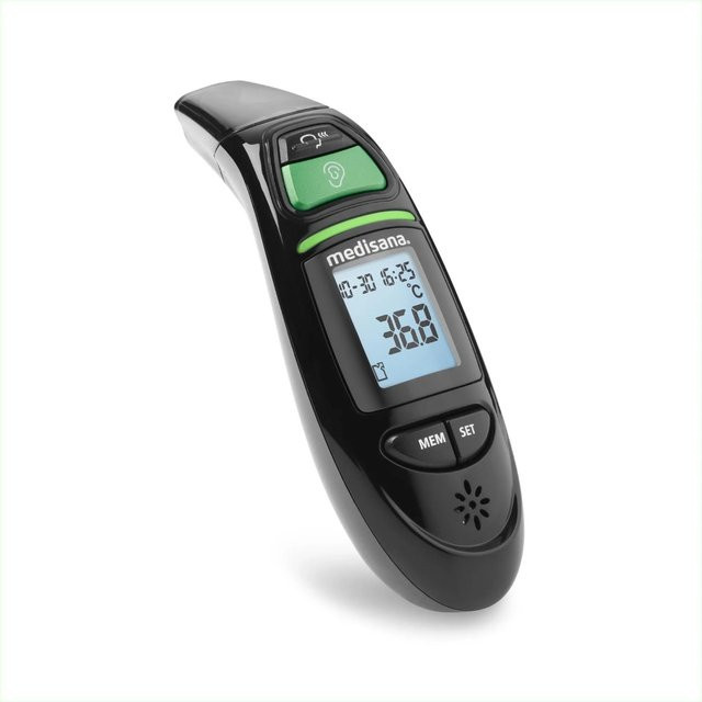medisana TM 750 digitales 6in1 Fieberthermometer in Schwarz als Ohr- und Stirnthermometer - Bild 1