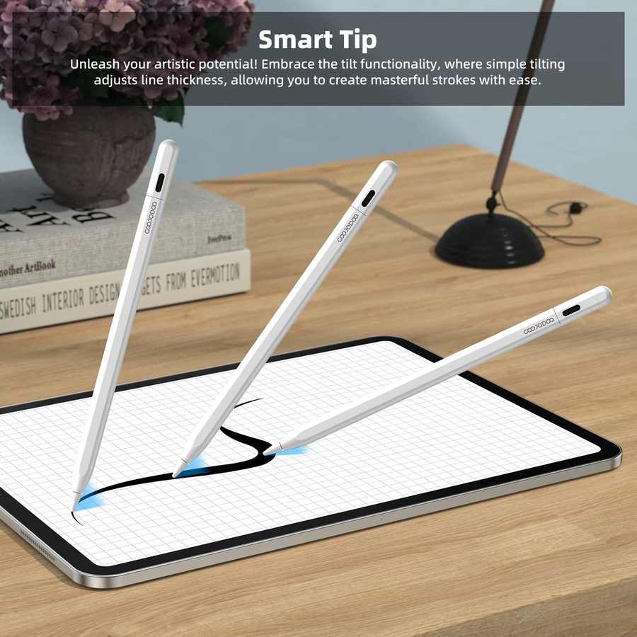 GOOJODOQ Apple Pencil 2 Alternative mit Apple Find My Unterstützung für iPad Air 6, iPad Pro 13 2024, iPad Pro 11, iPad Pro 12.9 und iPad Air 5, Farbe: Weiß, mit Palm Rejection - Bild 4