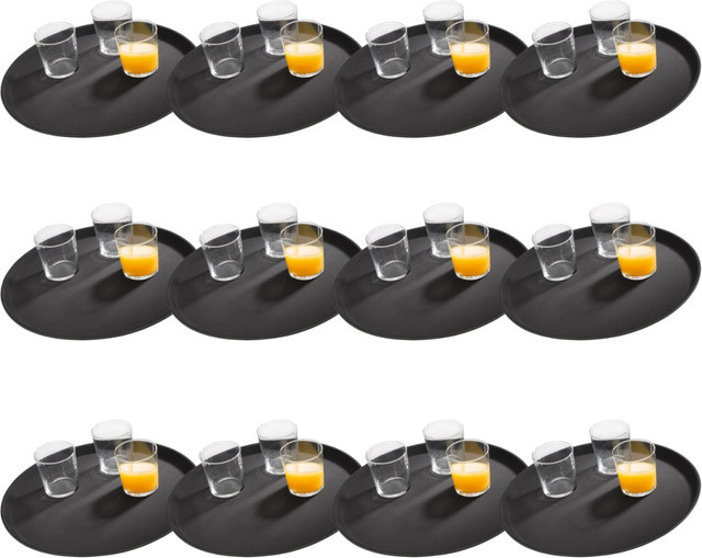 APS Tablett NOSLIDE rund in Schwarz, 12er Pack, Durchmesser: 40,5 cm, Höhe: 2 cm - Bild 1