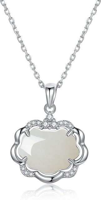Anhänger 925 Sterling Silber, Weiße Hetian Jade, Damen - Bild 1