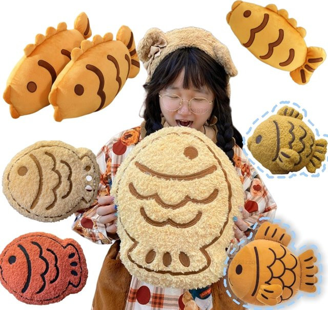 GDzaccly Taiyaki Gelb Snapper Fisch Plüsch Kissen, Stofftier - Bild 1