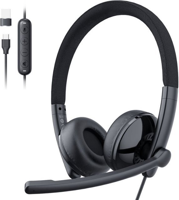 EMEET GeniusCall HS50 Callcenter-Headset mit USB-C und USB-A Anschluss, Schwarz - Bild 1